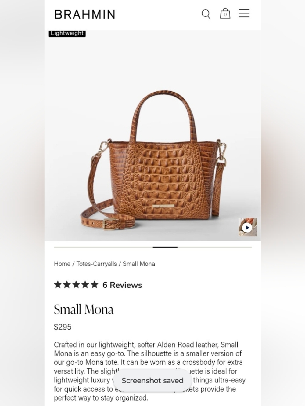 SOLD NWT Brahmin Small Mona Croc Embossed Leather Crossbody Satchel Purse - Picture 3 of 14